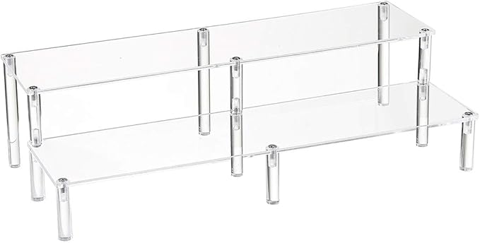 BYCY 2 Tier Clear Acrylic Display Stand Cupcakes Holder, Dessert Display Riser for Great Event, Birthday Party, Wedding Party ( 1 Pack - 16" X 6.9" X 4.25" )
