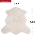 Silky Soft Faux Fur Rug, 5 ft. x 7 ft. White Fluffy, Made in France, Sheepskin, Shaggy Rug for Living Room, Bedroom, Kid's Room, or Nursery, Home Décor Accent with with Non-Slip Backing
