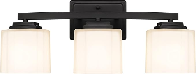 Adam Modern 3-Light Vanity Light Industrial Wall Sconce Lighting Fixture with Etched Glass Shade in Dark Bronze Black Finish for Bathroom, Hallway, Kitchen, Mirror