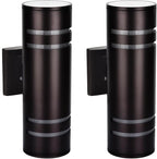 Smart Outdoor Wall Lights Color Changing 2 Pack, RGB+2700K-6500K Modern Exterior Lighting Fixtures Cylinder Outside Wall Sconce with Glass, WiFi APP Control Up Down Outdoor Porch Lights