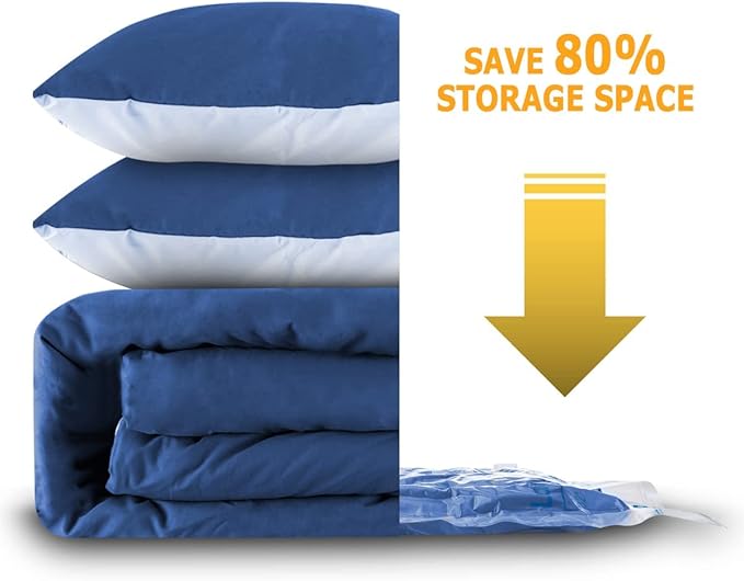 6 XXL Vacuum Storage Bags Jumbo, Space Saver Sealer Bags, fVacuum seal bags for clothing, Pillows, Comforters, Blankets, Bedding