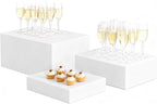 3Pcs White Buffet Risers 10" 12" 14" Acrylic Food Risers Display Stands Catering Supplies Buffet Display with Hollow Bottom