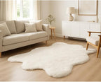 Silky Soft Faux Fur Rug, 5 ft. x 7 ft. White Fluffy, Made in France, Sheepskin, Shaggy Rug for Living Room, Bedroom, Kid's Room, or Nursery, Home Décor Accent with with Non-Slip Backing