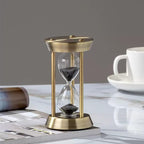 Sanduhr 15 Minuten,Hour Glass,360°-Drehung Metal Vintage Hourglass,Hourglass Decor,for Home Decoration Office Desk Wedding Party Decor Kitchen Timer (Black Sand)