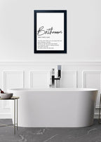 Black and White Bathroom Rules Print Framed Bathroom Pictures Wall Decor Art Modern Canvas Artwork for Guest Toilet Washroom