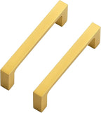 Ravinte 5 Pack Solid 3-1/2 Inch Kitchen Square Cabinet Handles Brushed Brass Cabinet Pulls Drawer Pulls Kitchen Cupboard Hardware Handles