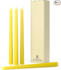 10-Inch Tall Dripless Taper Candles Set of 4 - Yellow Tapered Candles, Perfect for Spring - Smokeless, Unscented, Long Burning - Hand Poured, Colored Tall Candlesticks - Light Yellow