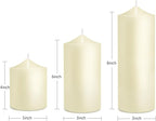 Pillar Candles 3 x 4, 6, and 8 inches, Large Handmade Candles Set of 3, Ivory Decorative Candles for Wedding, Home Decoration, Dinner, Church