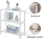 EXCEFUR 3-Tier Bookshelf and Bookcase, Rustic Wood and Metal Book Shelves, Industrial Shelving Unit for Living Room Bedroom, White Oak