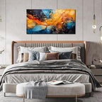 Abstract Canvas Wall Art Blue Orange Black Canvas Prints Modern Living Room Bedroom Home Office Wall Decor Framed Artwork Size 24x48