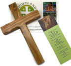 Olive Wood Wall Cross from Bethlehem, Wall Hanging Wooden Crosses, Christening Confirmation Cross Gift, Baptism Gifts, Holy Wall Cross, Hand Made religious décor Cross Holy Land (Large 8" x 5")