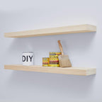 Homeforia 36 inch Wood Floating Shelves, High End Solid Natural Wood 36inch Large Floating Shelf Bathroom, Unfinished Wooden Floating Shelves for Wall, Heavy Duty Bracket, 36 X 6.5 X 1.75 in, Set of 2