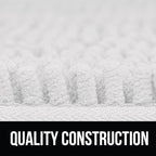 KANGAROO Bathroom Rugs, Chenille Soft Absorbent Bath Rug, Shaggy Shower Mat, Quick Dry Machine Wash Bathmat, Plush Carpet Mats for Tub, Bathtub and Room Home Decor Accessories, 42x24, White