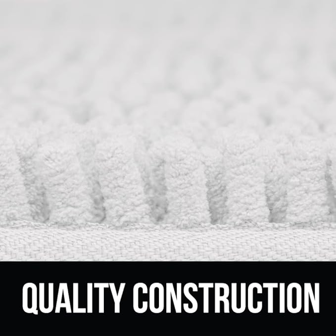 KANGAROO Bathroom Rugs, Chenille Soft Absorbent Bath Rug, Shaggy Shower Mat, Quick Dry Machine Wash Bathmat, Plush Carpet Mats for Tub, Bathtub and Room Home Decor Accessories, 30x20, White