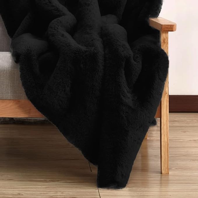Black Washable Area Rugs 6x9 Rugs for Living Room Faux Rabbit Fuzzy Fur Rug for Bedroom Nursery Rugs Room Décor