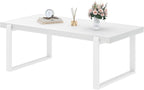 EXCEFUR Small Coffee Table, Modern Minimalist Wood and Metal Center Table for Living Room, Rustic Cocktail Tea Table for Office, White Oak, 44 Inch