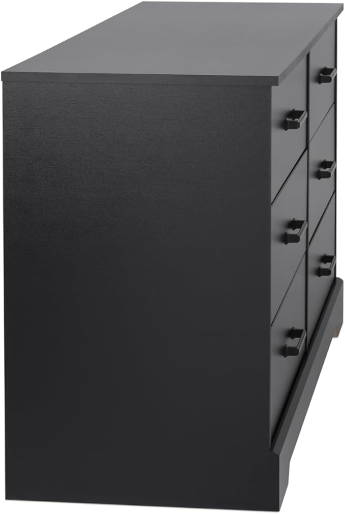 Prepac Rustic Ridge Farmhouse 6-Drawer Double Dresser, Black Dresser for Bedroom, Chest of Drawers with 6 Storage Drawers, 53.25” wide x 18.25” deep x 28.5” tall, Black