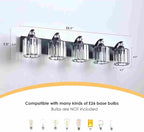 5-Light Black Bathroom Light Fixture Modern Vanity Lights Over Mirror Vintage Wall Sconce Lighting for Bathroom, Bedroom, Living Room, Hallway E26 Base with Crystal Bathroom Vanity Light