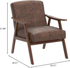 Accent Chair with Microfiber Upholstery and Solid Wood Frame, Classic Mid-Century Modern Living Room Furniture for Extra Seating, Brown