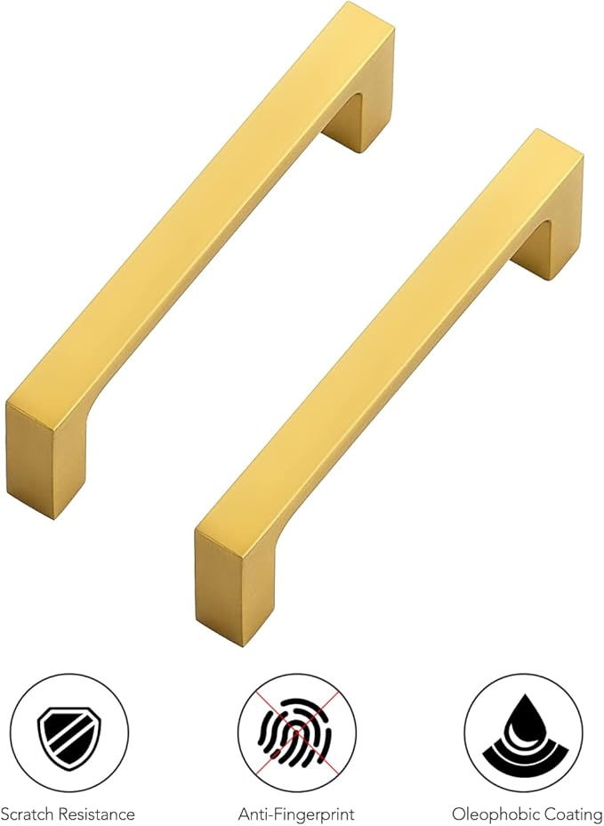 Ravinte 30 Pack Solid 3-1/2 Inch Kitchen Square Cabinet Handles Brushed Brass Drawer Pulls Kitchen Cabinet Hardware Handles