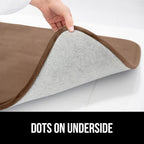 GORILLA GRIP Memory Foam Bath Mat, Soft Absorbent Velvet Bathroom Mats, Durable Dots on Underside, Machine Washable Bathmat, Carpet Rug Room Decor for Shower Tub Floor RV, 48x24 Rugs, Taupe