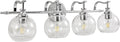 ANDY STAR 4-Light Bathroom Vanity Light, Chrome Wall Sconce, Anti-Rust Metal Bathroom Light with Hight-Quality Clear Glass, Bath Wall Lamp for Mirror, Kitchen, Living Room, Bedroom, Hallway, 30.5"
