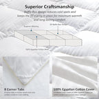 Luxurious All-Season Goose Down Comforter Duvet Insert, Exquisite Oversized California King White Stripe Design, 108" X 98 ", 100% Cotton Down Proof Fabric, 65 oz. Fill Weight