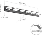 Ralbay 6 Lights LED Modern Dimmable Matte Black Vanity Light Acrylic Modern Vanity Wall Light Over Mirror Dimmable Bathroom Vanity Lighting Fixtures 6000K Cool White Light