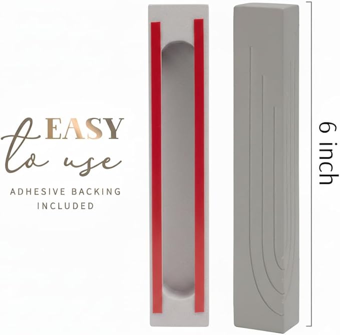 SURI Mezuzah for Door – 6 Inch Gray Concrete Mezuza Case with Printed Scroll, Self-Stick Adhesive, Fits a 5 Inch Scroll, Gift Box Included