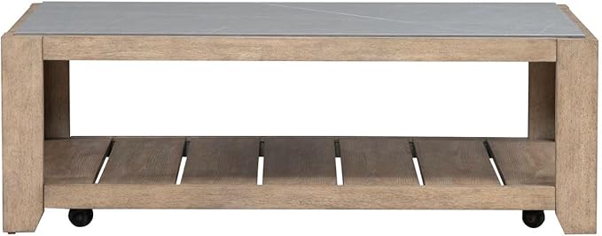 Liberty Furniture Millstone Cocktail Table with Unique Tile Top for Living Room - Nutmeg Oak Wood