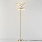 GLOBE Electric 65787 Kinsley 65" Floor Lamp, Matte Brass, Metal Mesh Over Cotton Shade