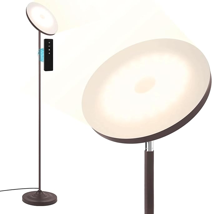 Floor Lamp, 30W/2600LM Super Bright Floor Lamp with Remote Control, Stepless Adjust Color Temperatures and Brightness, Torchiere Standing Lamp for Living Room Bedroom Office