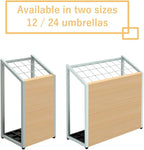 AKIRA Mid-Size Umbrella Stand for 12-Umbrellas Modern Natural Wood Grain & Black Metal Entryway Organizer Rack Holder for Office or Lobby, Model US-US-0325-BKNA