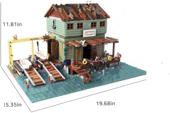 General Jim's Ship Repair Yard Fisherman's Harbor Town Series Street View Architecture 3281 Piece Detailed City Modular Building Block Bricks Model or Playset for Teens and Adults