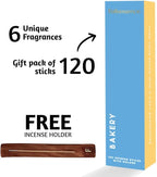 Folkulture Incense Sticks with Holder (120 Sticks) | Set of 6 Incense Sticks For Aromatherapy,Gifts | No Charcoal, Organic, Non Toxic, 45 Mins, Long Burning Vanilla, Caramel, Strawberry Insence-Sticks
