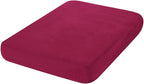 hyha Velvet Couch Cushion Covers, Soft Sofa Seat Covers for sectional 2 Cushion Couch Washable, Magic Sofa Slipcover with Elastic Bottom, Non-Slip Furniture Protector for Pets, Kid(Medium, Wine Red)