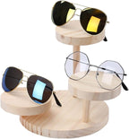 Wood Sunglass Display Racks Shelf Eyeglasses Show Stand Jewelry Holder for 3 Pairs Glasses Showcase