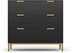 Anmytek Black Dresser for Bedroom, 3 Drawer Dresser with Spacious Storage Modern Wood Chest of Drawers for Bedroom Living Room Chest of Drawers for Hallway H0073