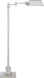 Regency Hill Jenson Traditional Farmhouse Adjustable Pharmacy Light Floor Lamp Swing Arm Standing Base 54" Tall Brushed Nickel Silver Metal for Living Room Reading House Bedroom Home Office