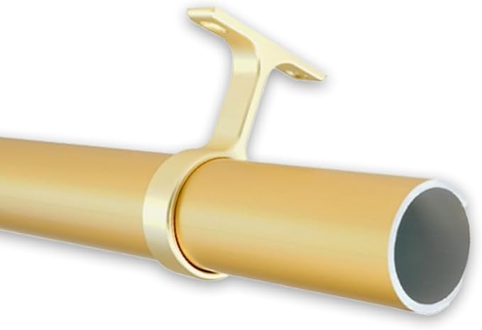 B&B Hardware Round Wardrobe Closet Rod Kit 33 mm Thick Anodized Aluminum Matt Brass Seamless & Smooth 12 to 89 Inches Long