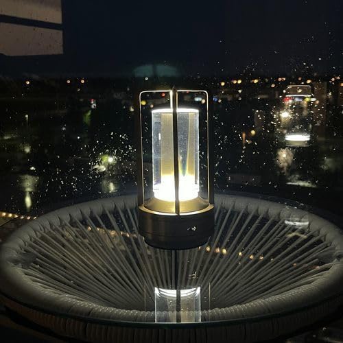 Klarako Crystal Lantern Lamp – Modern Cordless Rechargeable Bedside & Outdoor Light, Portable Wireless Lamp – Dimmable Touch Control – Luxury Living Room & Hotel-Style Lighting (Silver, 5-Pack)