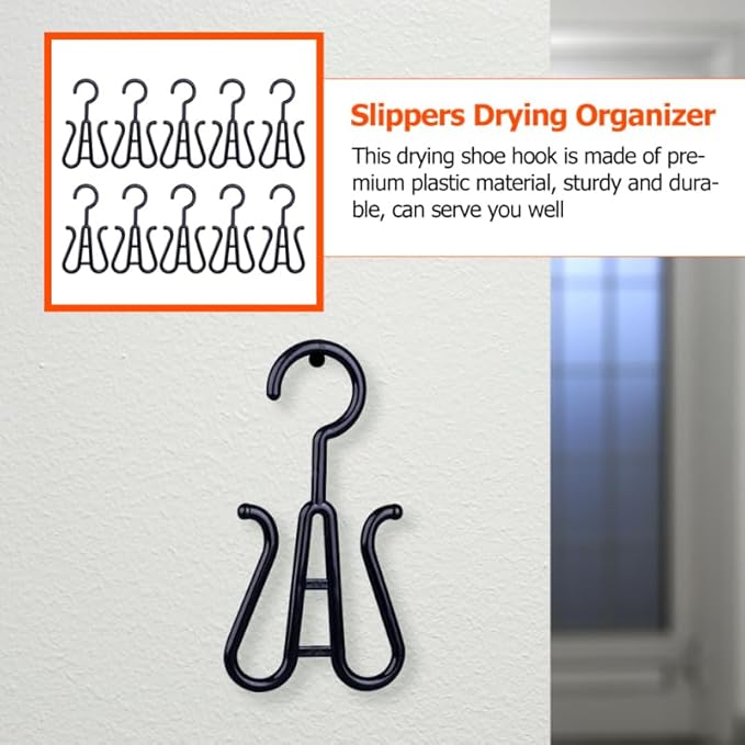 10 Pack Shoe Organizer Rack Double Hooks Plastic Hangers for Slippers and Shoes Space-Saving Hanging for Closet Door