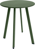 Outdoor Table, Weather Resistant Patio Round Metal Steel Small Table, Waterproof End Table for Garden Balcony Yard, Dark Green
