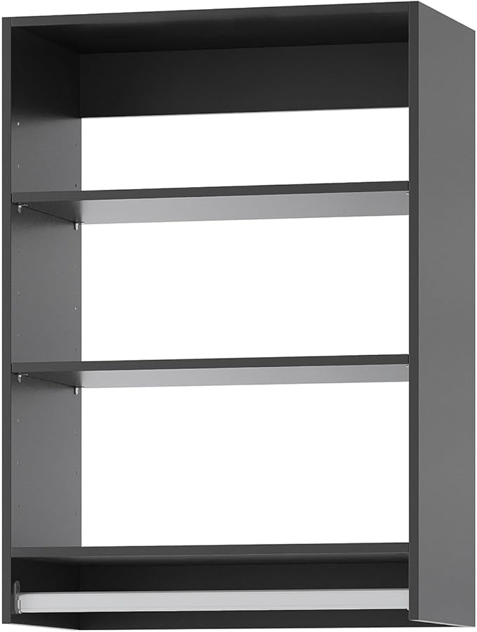 ROOMTEC 31.5" Medium Hanging Closet Unit, Modular Closet System with Hanging Rod, Wardrobe Organizer for Bedroom or Walk-in Closet, Wall Mounted, Customizable Clothes Storage Unit, Black