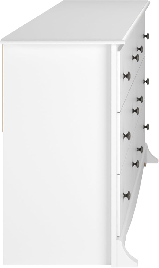 Prepac Sonoma 6-Drawer Double Dresser for Bedroom, Wide Chest of Drawers, Traditional Bedroom Furniture, 59" wide x 17.5" deep x 29" tall, White