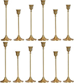 Gold Candle Holders Set -30pcs Taper Candle Holder for Candlesticks, Tall Metal Candlestick Holders for Table Centerpiece, Home Decor, Fits 3/4 Inch Thick Candles (Gold, 4 Sets(12 Pcs))