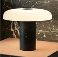 Mushroom Table Lamp | Solid Marble Black Base & Frosted Glass Shade | 3000K Warm White LED | Modern Lamp for Bedroom, Living Room, Office, Entryway, Desk, Small Spaces