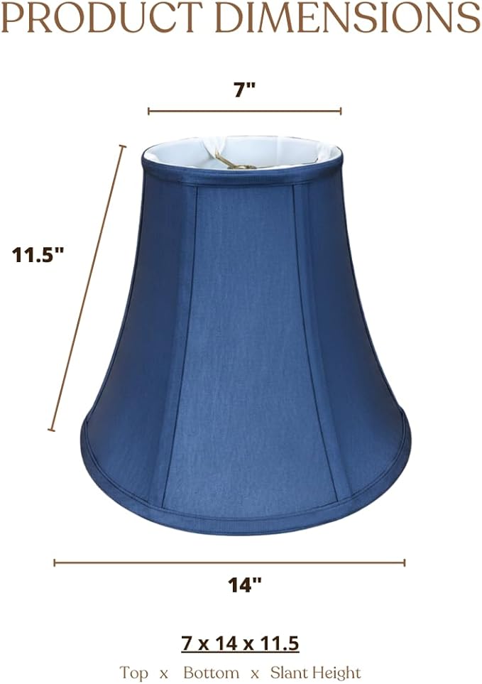 Royal Designs, Inc. BSO-704-14NBLU-2 True Bell Basic Lamp Shade, 7 x 14 x 11.5, Navy Blue, 2-Pack
