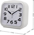 5.5" Large Analog Alarm Clock Silent Non Ticking, Gentle Wake, Beep Sounds, Increasing Volume, Battery Operated Snooze and Manual Light, Easy Set,White (Best for Elder)