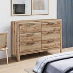 Signature Design by Ashley Hyanna Mid-Century Modern 6 Drawer Dresser, Light Brown & Beige